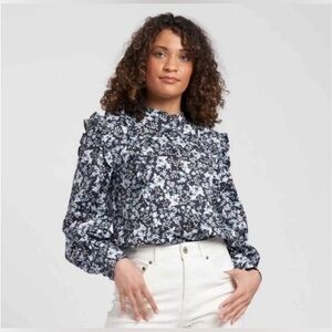 Erdem X Universal Standard | Floral Ruffle Cottagecore Blouse | Women S (14/16)‎
